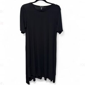 Eileen fisher black midi asymmetrical dress